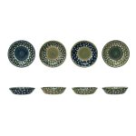 Set of 4 Stoneware Bowl with Dots