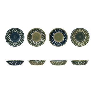 Set of 4 Stoneware Bowl with Dots