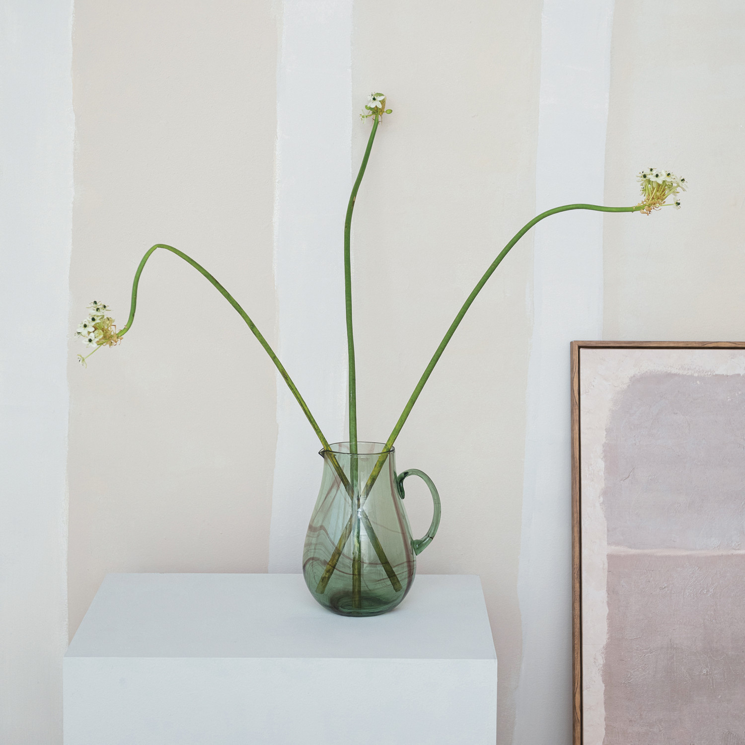Hand-Blown Recycled Glass Pitcher, Green - Image 2