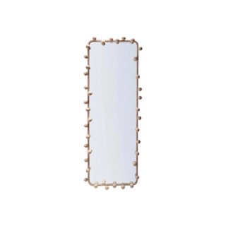 23-1/2"W Metal Ball Framed Wall Mirror, Antique White