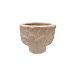 Stoneware Pot Embossed Pattern Cream