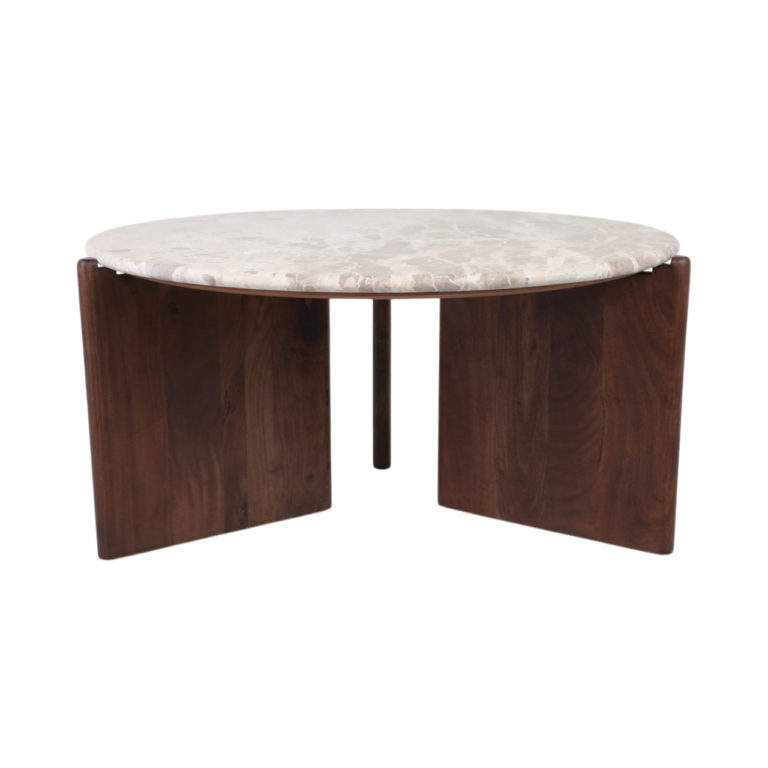 SOMERSET MARBLE AND WOOD COFFEE TABLE