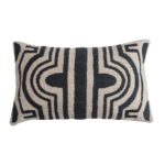 Cotton Slub Lumbar Pillow with Embroidered Tribal Design