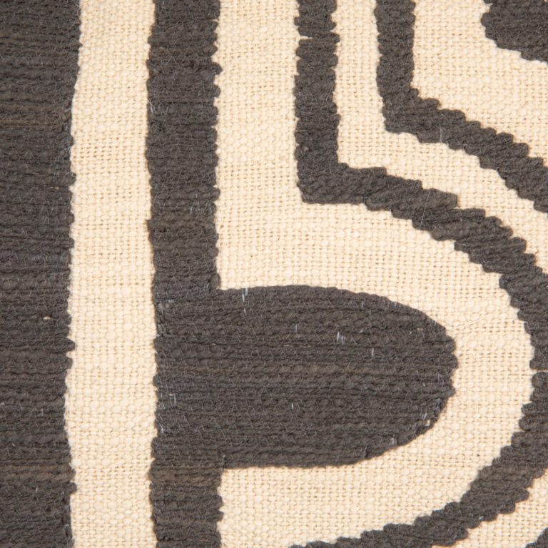 Cotton Slub Lumbar Pillow with Embroidered Tribal Design - Image 3