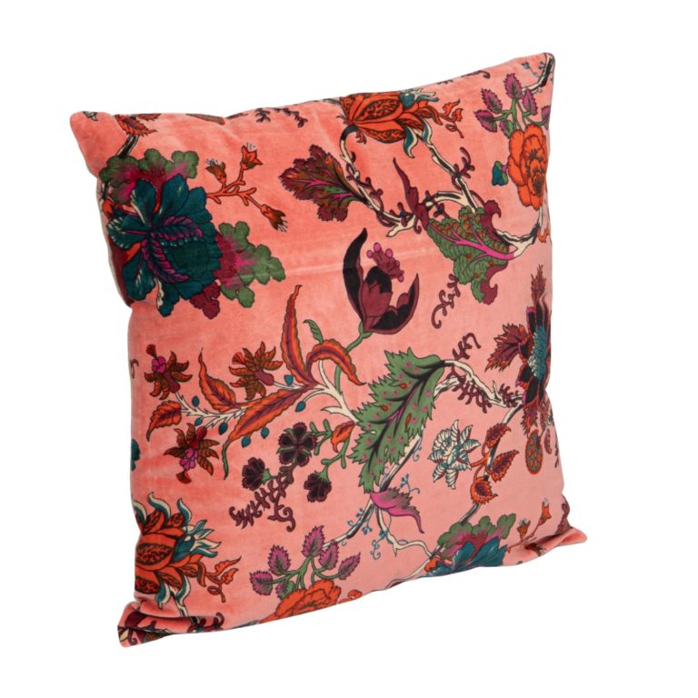 Square Cotton Velvet Printed Pillow with Chambray Back - Image 5