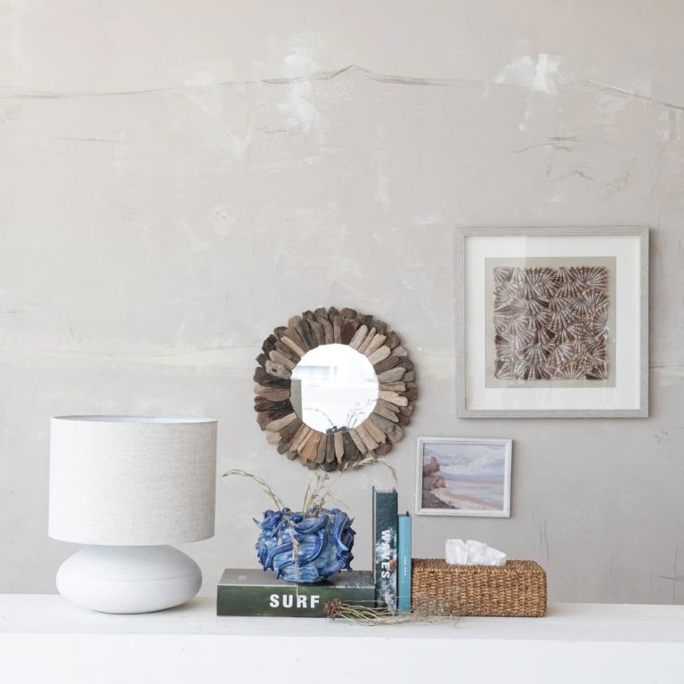 Stoneware Table Lamp with Linen Shade, Matte White - Image 2