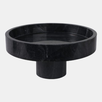 12X6"MARBLE PEDESTAL BOWL, BLACK