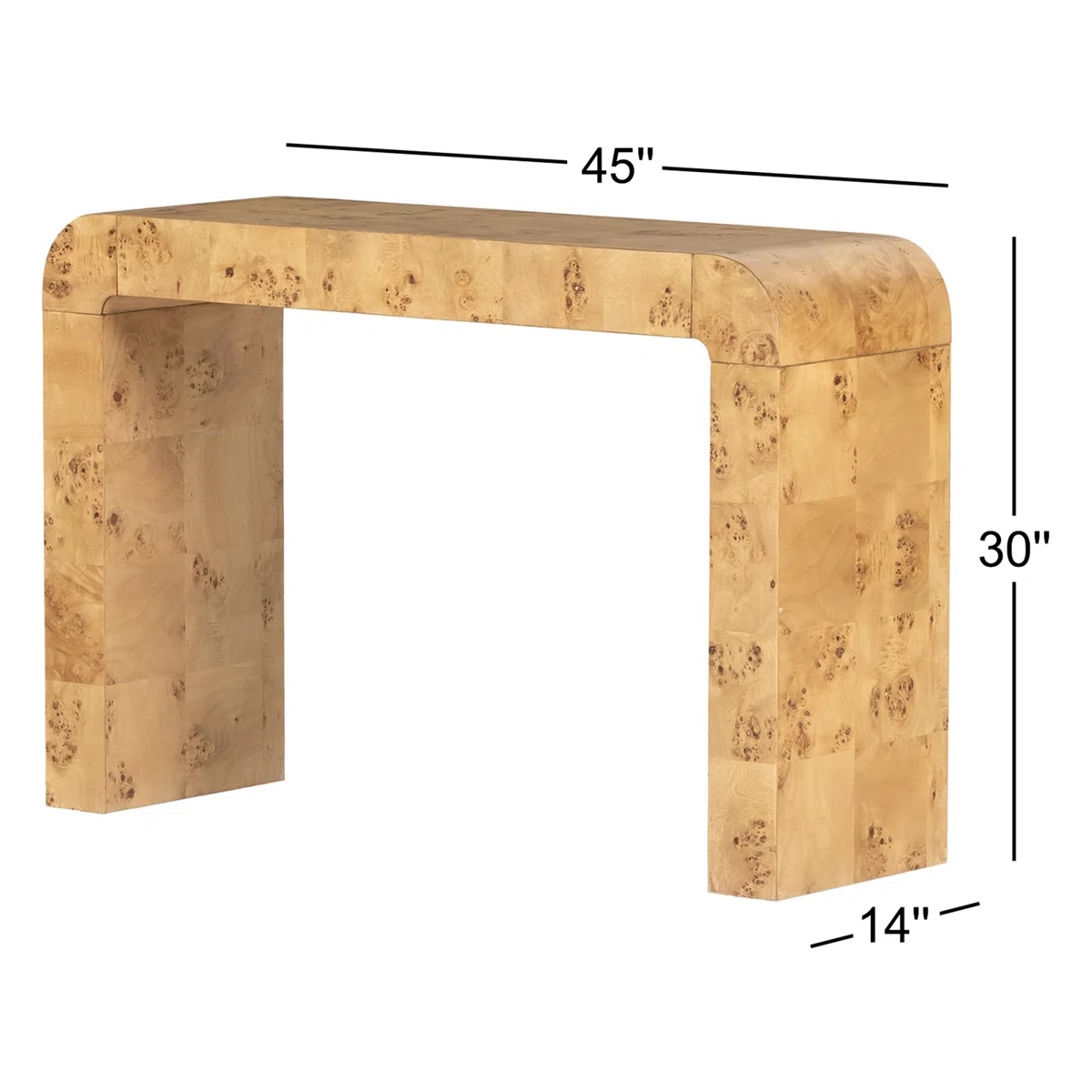 Jenson Console Table Natural Poplar Burl Veneer - Image 4
