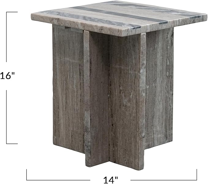 Marble Side Table w Interlocking Base - Image 3