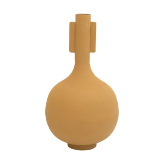 Mustard Round Metal Vase