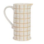 Stoneware Pitcher, Cream Color & Brown