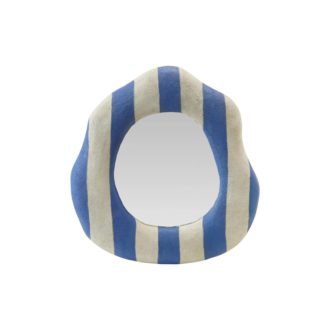 Small Resin Organic Shaped Striped Wall Mirror