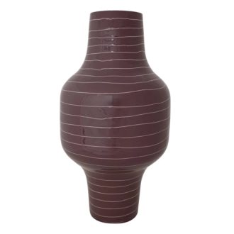 Enameled Metal Striped Vase Lavender