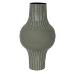 Enameled Metal Striped Vase Grey