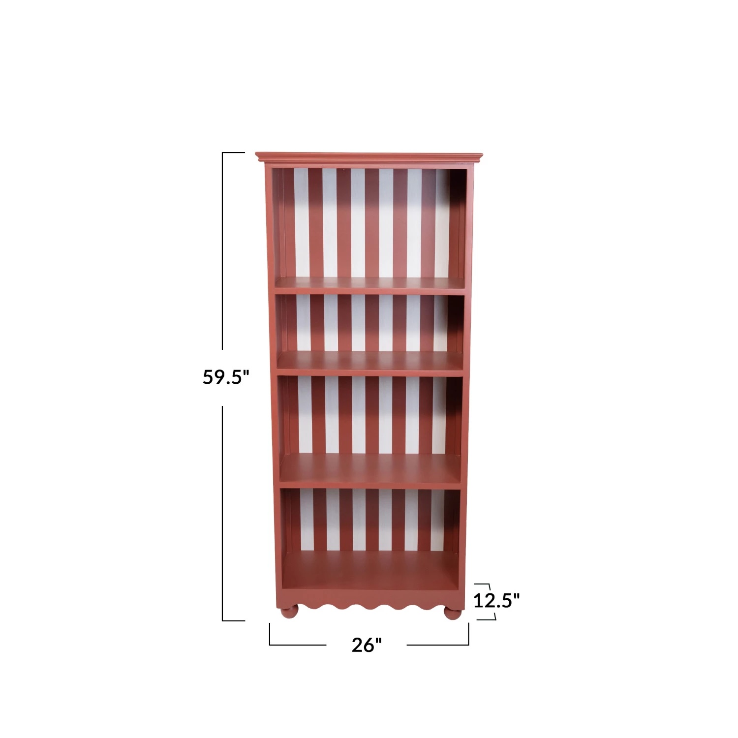 Wood Scalloped Shelf Red & White - Image 2