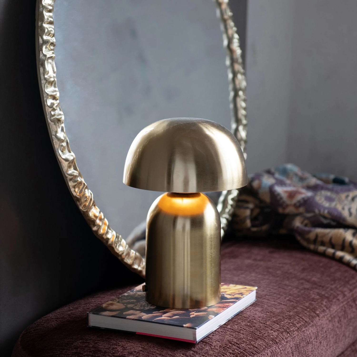 Metal & Mango Wood Table Lamp w Touch Sensor - Image 3