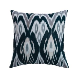 Cotton Velvet Ikat Printed Pillow