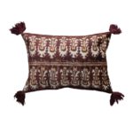 Cotton Blend Printed Lumbar Pillow w Tassels