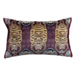 Cotton Blend Lumbar Pillow w Tibetan Tigers