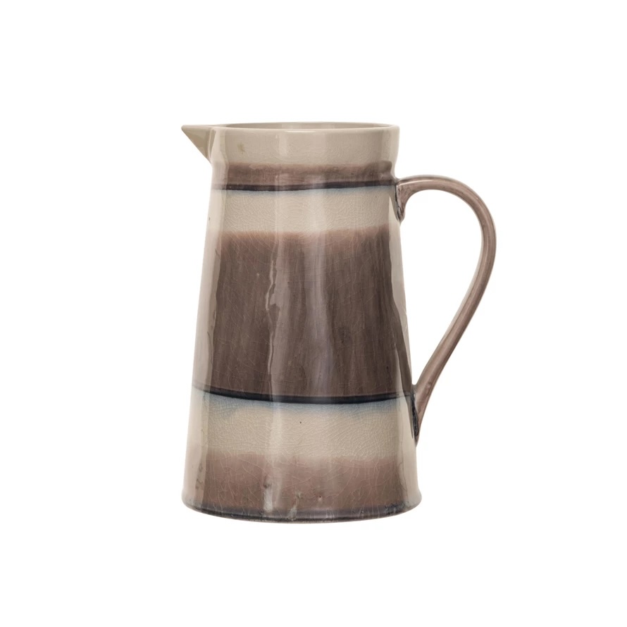 64 oz. Stoneware Pitcher w Stripes