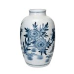 Stoneware Vase, Blue & White