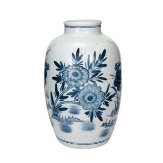 Stoneware Vase, Blue & White