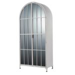 Arched Metal Cabinet w 3 Shelves, Grey
