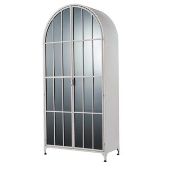 Arched Metal Cabinet w 3 Shelves, Grey