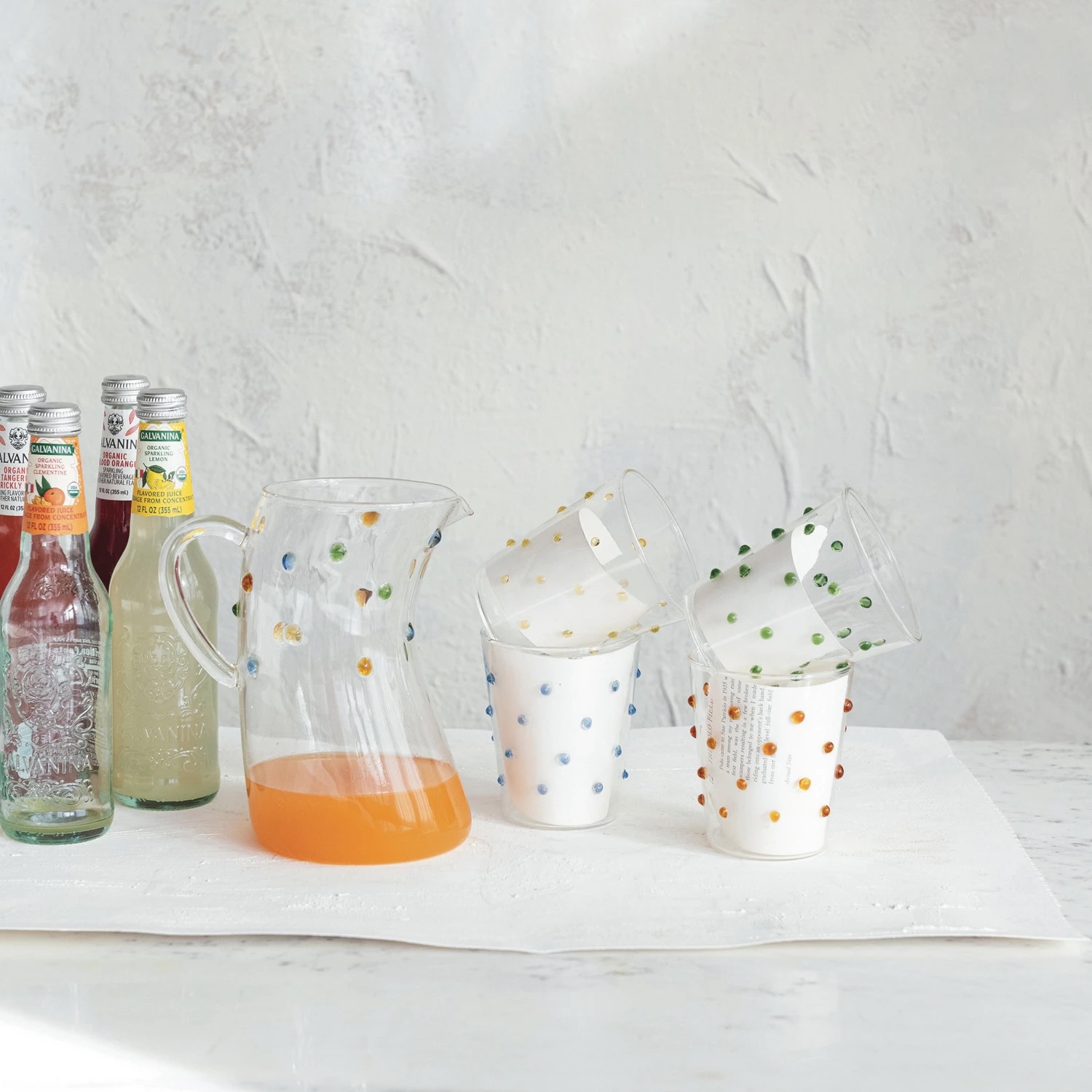 42 oz. Glass Pitcher w Raised Dots, Multi - Image 2