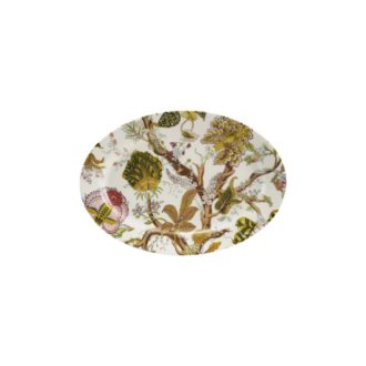 Oval Printed Stoneware Platter w Botanicals
