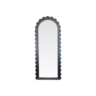 Arched Scalloped Wall Mirror, Black