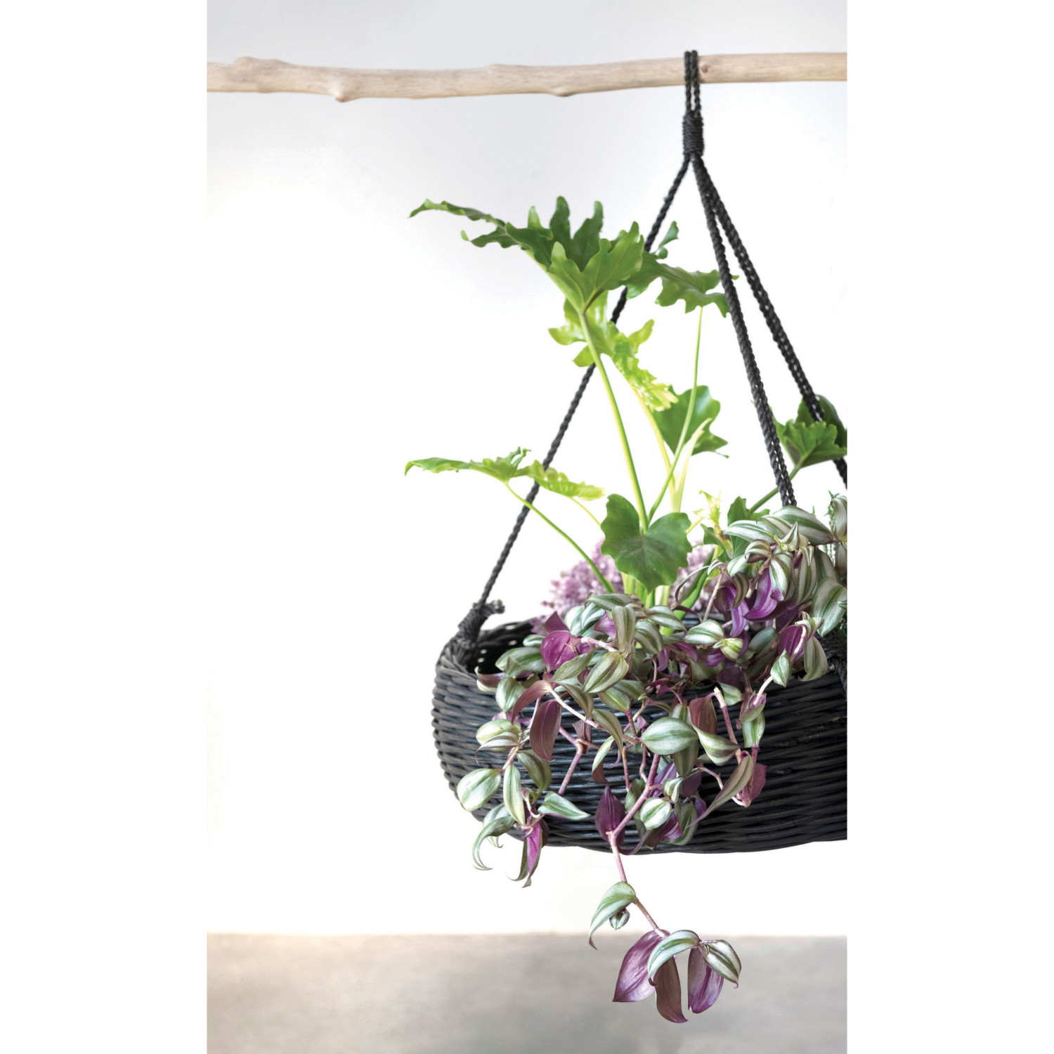 Hand-Woven Hanging Rattan Basket with Jute Rope Hanger - Image 7