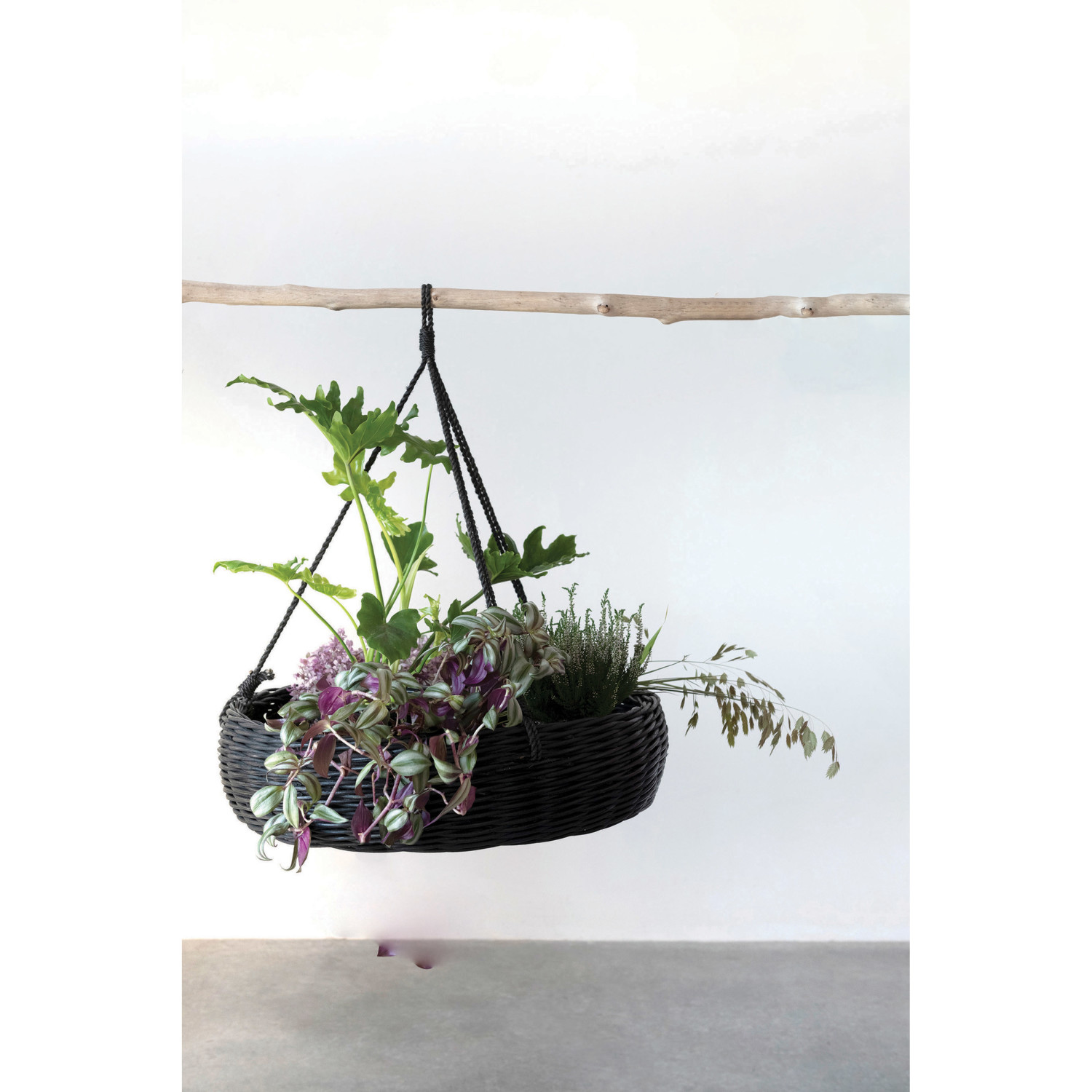 Hand-Woven Hanging Rattan Basket with Jute Rope Hanger - Image 6