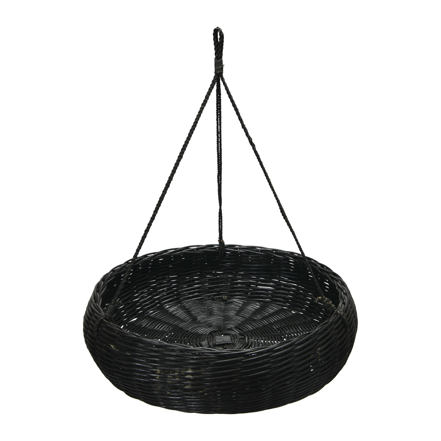 Hand-Woven Hanging Rattan Basket with Jute Rope Hanger - Image 3