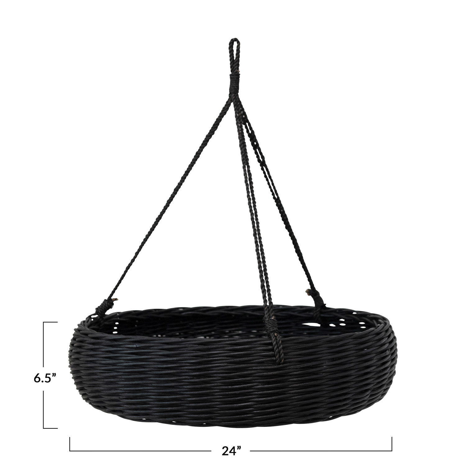 Hand-Woven Hanging Rattan Basket with Jute Rope Hanger - Image 2