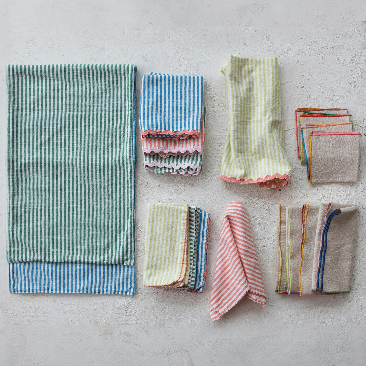 Woven Cotton Napkins with Stitched Colored Edge, Set of 4 - Image 4