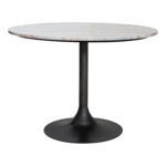 Metal Tulip Table w/ Marble Top, Charcoal Color & Beige Melange