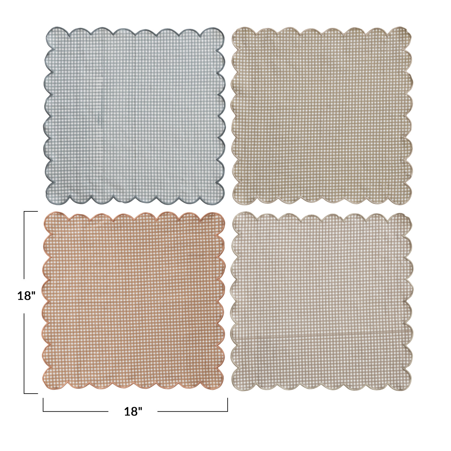 Cotton Printed Scalloped Napkins Set of 4 - Image 2