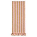 Woven Cotton Striped Table Runner w/ Ruffle & Ric Rac Trim