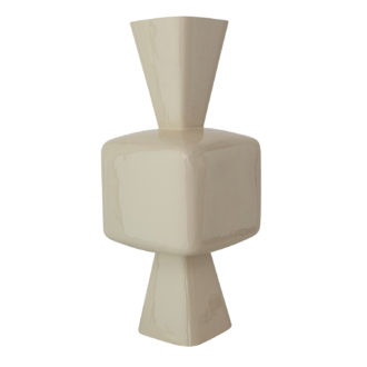 Enameled Metal Vase, Cream Color