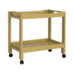 MDF & Acacia Wood Lacquered 2-Tier Bar Cart on Casters, Yellow, KD