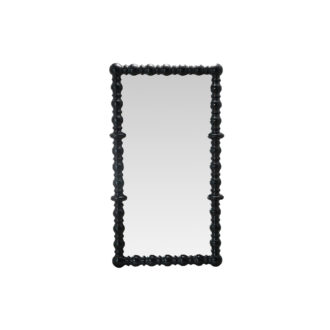 Spindle Wood Framed Wall Mirror, Black (Hangs Vertically & Horizontally)