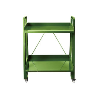 Plastic Cart on Casters w/ Handles & 2 Shelves, Olive Green, KD