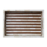 Bone & Resin Inlaid Tray w/ Handles, Brown & Cream Color (Each One Will Vary)