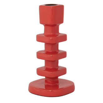 Enameled Aluminum Taper Holder, Coral Color