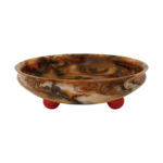 Marbled Resin Bowl with Orange Color Ball Feet, Brown & Cream Color (Each One Will Vary)