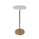 Metal Martini Table with Marble Top, Gold Finish & White, KD