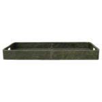Decorative Leather & MDF Tray with Handles, Olive Color