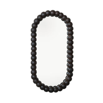 Reclaimed Wood Ball Framed Wall Mirror, Espresso Finish (Hangs Vertically & Horizontally)