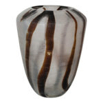 Hand-Blown Art Glass Vase with Brown Abstract Design (Each One Will Vary)